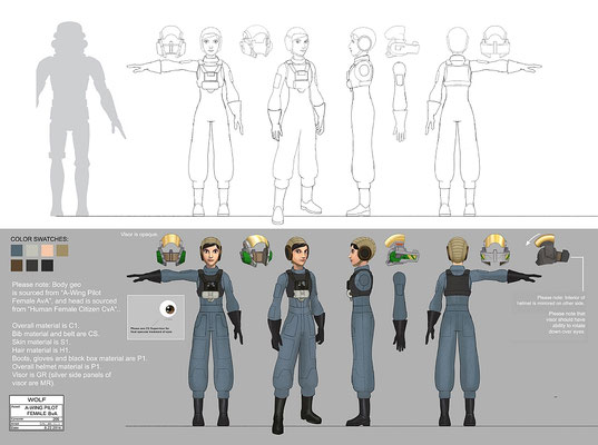 weiblicher A-Wing Pilot Charakterillustration von Amy Beth Christenson