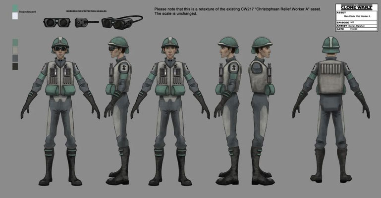 Mandalorian Medical Worker. Charakter Illustration von Darren Marshall.