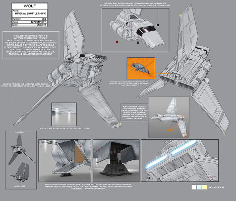 Imperiales Shuttle / Konzeptzeichnung von Kilian Plunkett