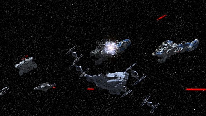 Das blaue Design eines der Blockebrecher wurde durch Ralph McQuarries Entwurf für einen A-Wing Jäger inspiriert