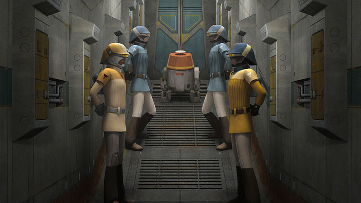 Die Uniformen der Rebellensoldaten gleichen denen der Entwürfe von Ralph McQuarrie zu Episode IV