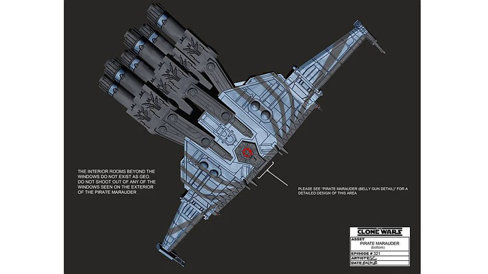 Raumschiff-Design des Weequay Piratenschiffes Marauder 