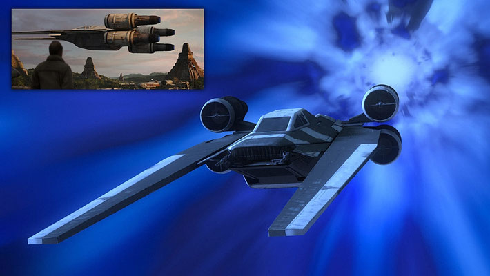 Erstmals ist in der Serie ein U-Wing zu sehen. Hier in der schwarz.weißen Lackierung, die auch die X-Wings auf Jedha in dem Kinofilm hatten.