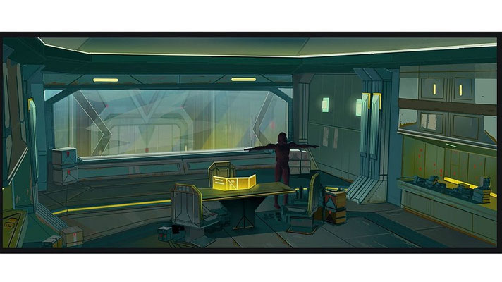 Concept Art von der Lager Raumstation von Tara Rueping