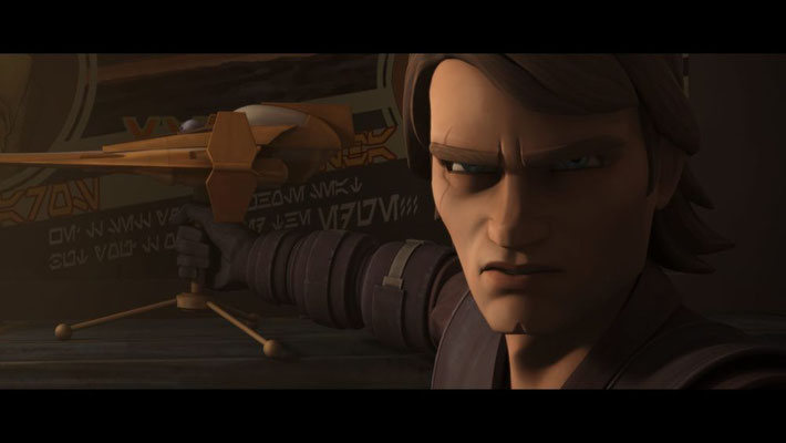 Anakin hat auch das Modell des Prototypen eines Jedi Interceptors und spielt mit diesem. Genauso machte es Luke Skywalker mit dem Modell eines Skyhoppers in Eine Neue Hoffnung.