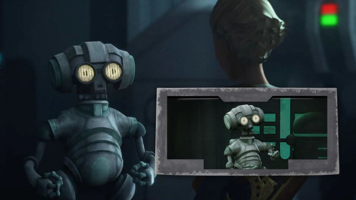 AZI-3 war erstmals in der The Clone Wars Folge "Verschwörung" / Staffel 6 Folge 2 zu sehen. Der Droide hat zusammen mit Fives entdeckt, dass die Klone mit einem Inhibitor-Chip ausgestattet wurden.