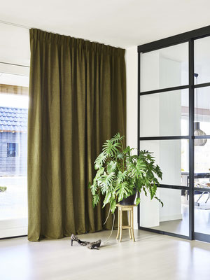 groen gordijn dubbele plooi 