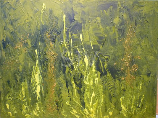 ohne Titel ( olivgrün) 30x40 cm, Acryl auf Leinwand