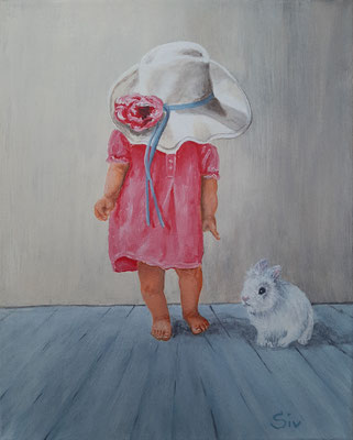 (*) Das weiße Kaninchen, 30x24 cm, Acryl auf Leinwand