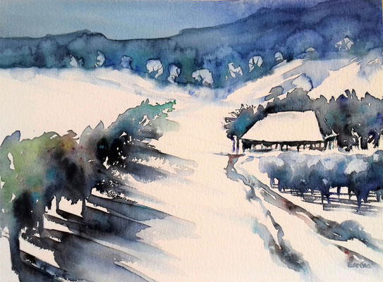 Ferme en hiver mit Passepartout 40 x 50 CHF 250