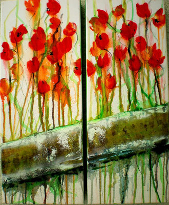 Coquelicots (20 x 56) x 2 Leinwand/canevas CHF 250 pro Stück/la pièce - beide/les deux Acryl CHF 400