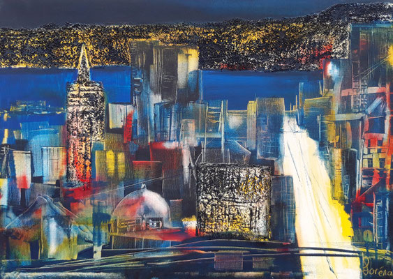 City by night 50 x 70 Leinwand/canevas - Mischtechnik Acryl/Sand CHF 700