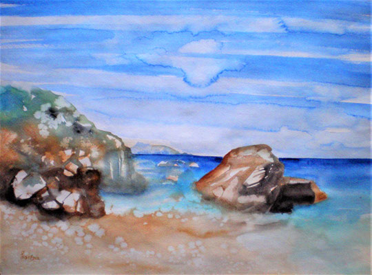 Rochers dans l'eau 42 x 56 mit Passepartout 50 x 70 CHF 350