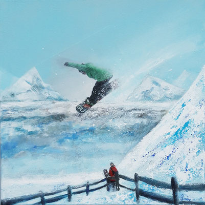Jump! 30 x 30 Leinwand/canevas - Acryl/Collage CHF 200