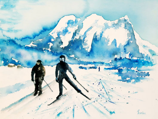 Ski de fond 24 x 32 mit Passepartout 30 x 40 CHF 200