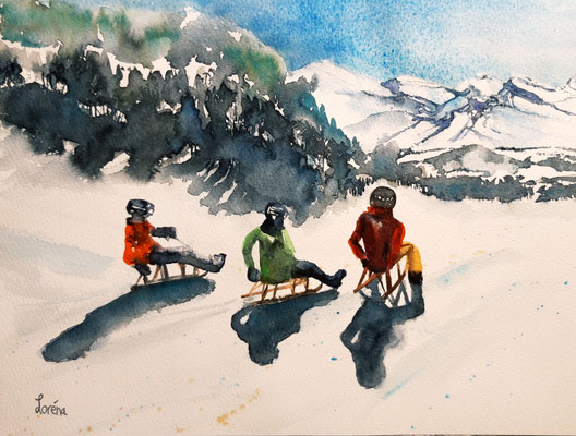 En luge 24 x 32 mit Passepartout 30 x 40 CHF 200