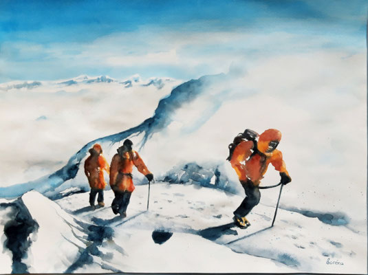 Promenade en haute montagne 42 x 56 mit Passepartout 50 x 60 CHF 300