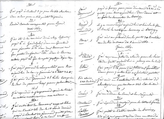 Exemple 2 manuscrit des notes prises par le colonel de Pelly. 