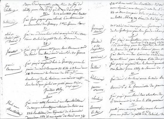 Exemple 3 manuscrit des notes prises par le colonel de Pelly. 
