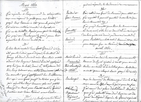 Exemple 1  manuscrit des notes prises par le colonel de Pelly. 