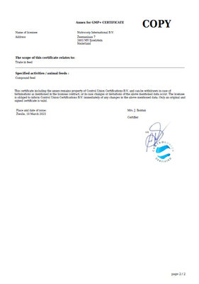 CERTIFICADO GMP+ FSA (Feed Safety Assurance) - NutroCorp International - en inglés - página 2