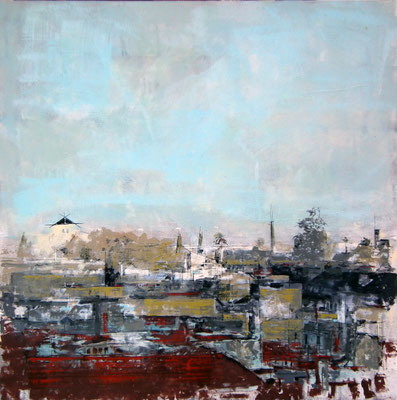 100x100cm. Oleo, acrílico, y tinta china sobre tabla.  1.800 €.