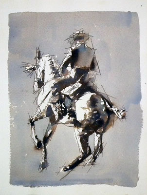 Doma vaquera 2. 31x41 cm. Acuarela sobre papel Arches. 180 €.