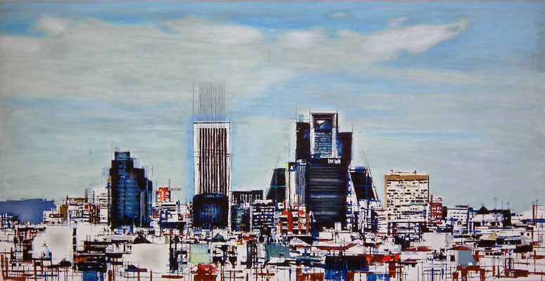 Azca. 195x100 cm. Oleo, acrílico, y tinta china sobre tabla.  3.500 €.
