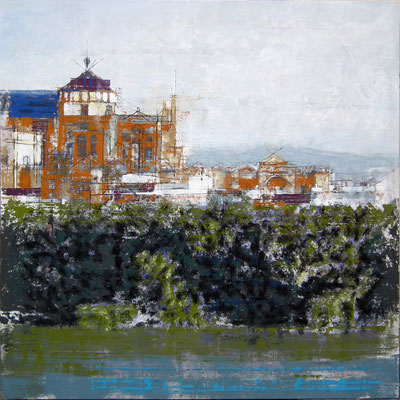 Córdoba. Oleo, acrílico, y tinta china sobre tabla.  100x100 cm. 1800 €.