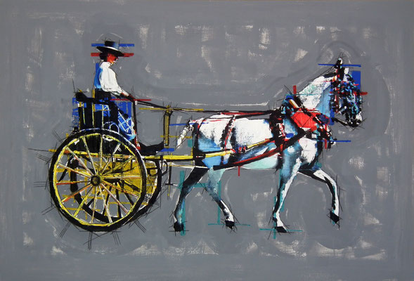 Oleo acrílico y tinta sobre lienzo. 115x78 cm.  1.400 €.
