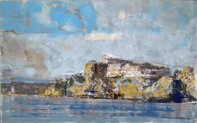 Costa. Oleo, acrílico, y tinta china sobre tabla.  155x95 cm. 2.700 €.