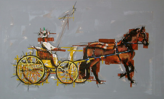 Oleo acrílico y tinta sobre tabla.  112x68 cm.  1.200 €.