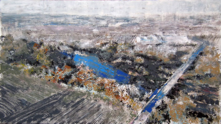 144x81 cm. 1.800 €. Oleo, acrílico, y tinta china sobre tabla. 