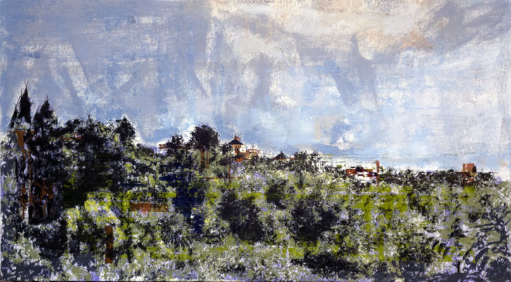 150x83 cm.  Oleo, acrílico, y tinta china sobre tabla. 2.250 €.