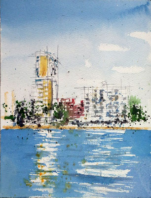 Costa del sol. 23x30 cm. Acuarela sobre papel Arches. 95 €.