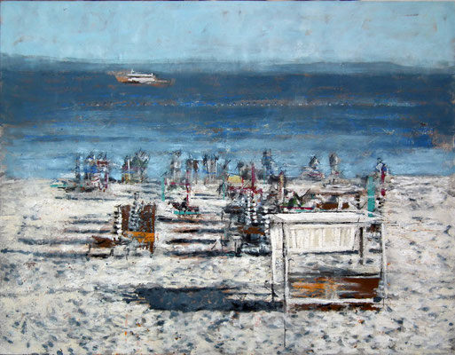 Playa. 50x75 cm. Oleo, acrílico, y tinta china sobre tabla.  650 €.