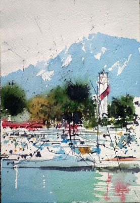 Puerto deportivo de Marbella. 31x21 cm. Acuarela sobre papel Arches. 90 €.