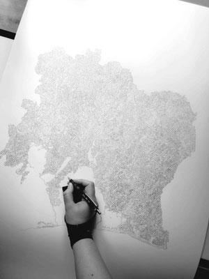 Akwaba, Carte de la Côte d'Ivoire, Collection Terre Rouge - Crayon graphite - Atelier Capucine Minot