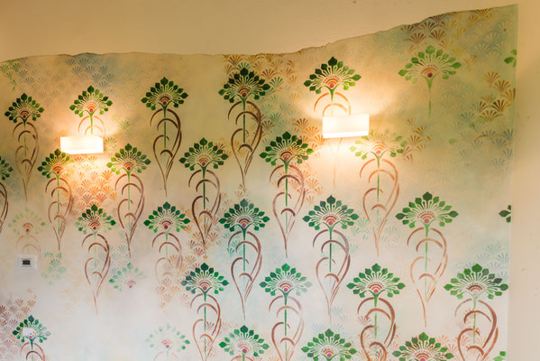 Decorazione della parete in camera da letto, casa privata, dettaglio