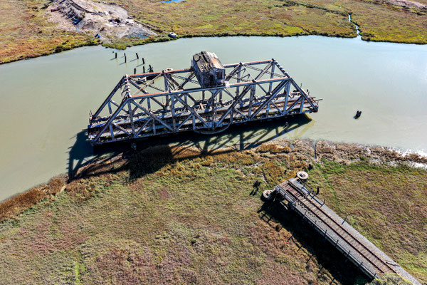 railroad draw bridge, san francisco bay, california