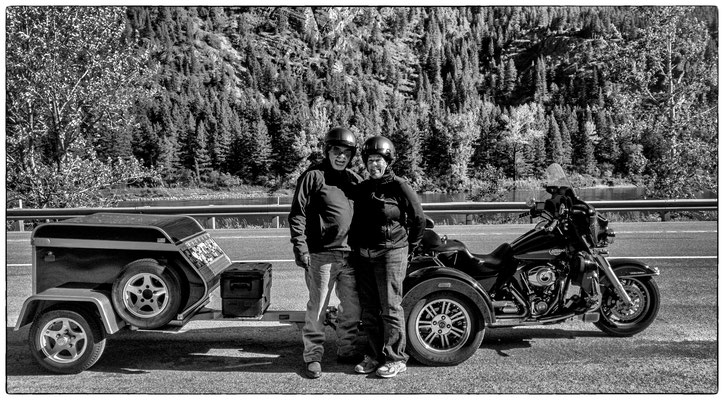 Mike and Gayle from Maine, travelling the U.S. with the Motorcylce, Glacier Park, Montana