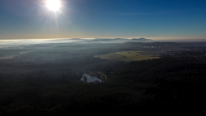 View over Steinbrücker Teich and Oberfeld, Darmstadt, Germany