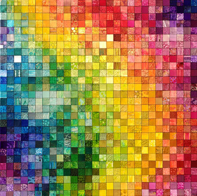 70 x 70 cm  auf Canvas - Regenbogen Mosaik