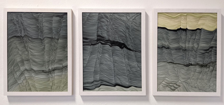 moss green landscape, 2022, drawing ink on paper, 32 x 24 cm