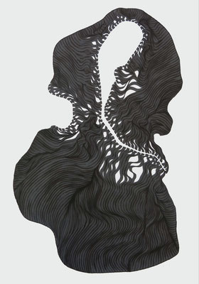 geschnürt, 2016, marker on paper,  59,4 x 42 cm