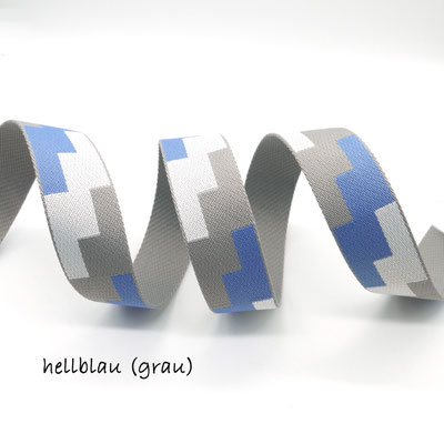Pixel‑Gurtband in Hellblau, Grau und Weiß mit grafischem Muster