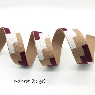 Modernes Gurtband mit Pixeldesign in Weinrot, Beige und Weiß