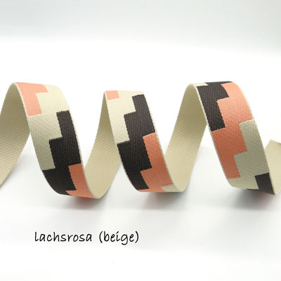 Modernes Gurtband mit Pixelmuster in Lachsrosa, Braun und Beige