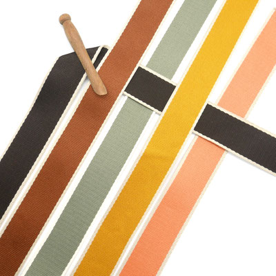 Blockstreifen‑Gurtband Herbstfarben – 40 mm breit