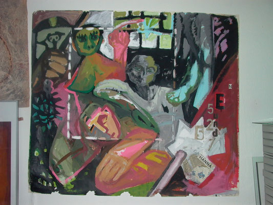 Einblick, 1983, Latex, Papiercollage auf Karton